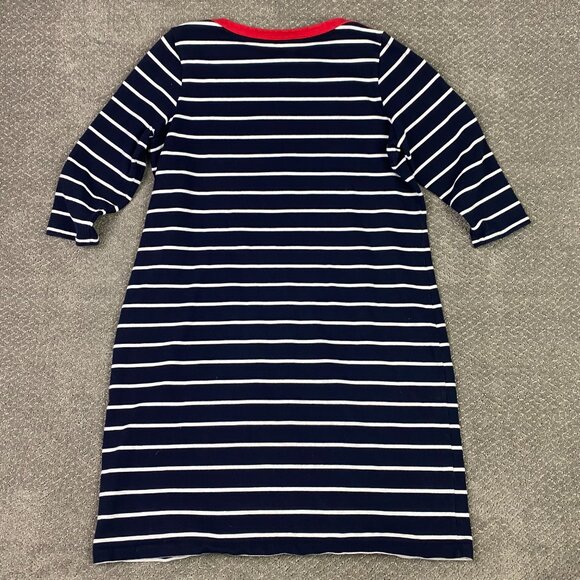 Talbots Sweater Dress Women's 1X Navy Blue White Cotton Shift Knit Striped Woman - Picture 3 of 11